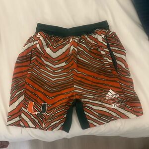 NWOT ADIDAS x Zubaz Miami Hurricanes Retro Training Shorts Mens XS/Womens S
